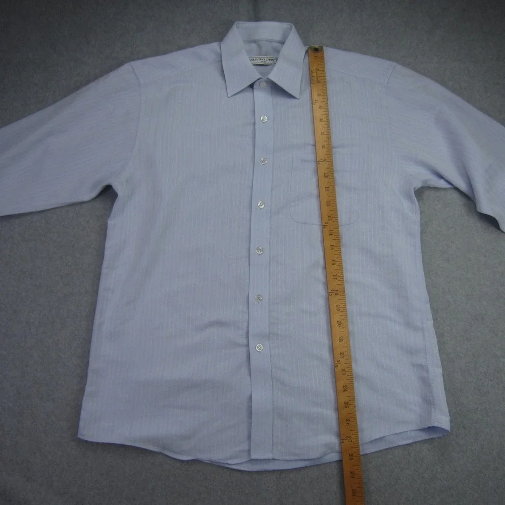 VALENTINO CHRISTY Paris Dress Shirt Mens 100 US Large Blue Button‎ Up LS - Picture 8 of 16